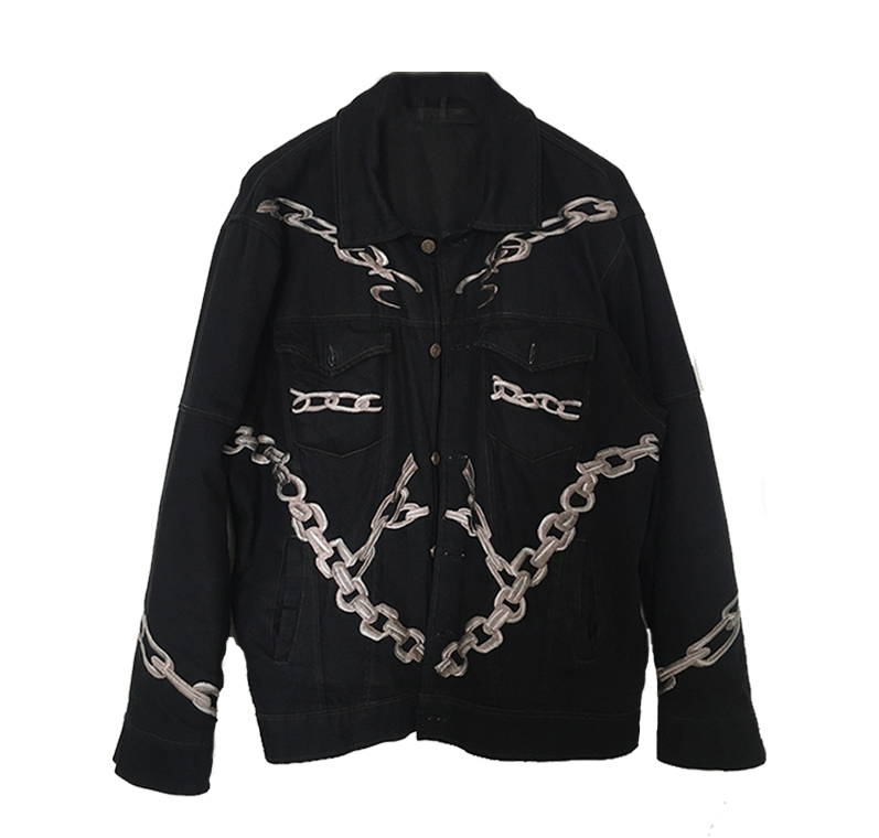 Image of 3D Embroidered Broken Chains Jean Jacket