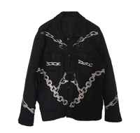 Image 1 of 3D Embroidered Broken Chains Jean Jacket