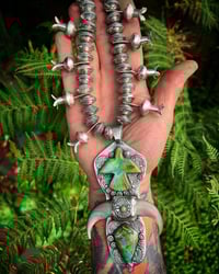 Image 3 of WL&A Black Bear Claw Thunderbird Squash Blossom Necklace - Length 24" - 395 Grams