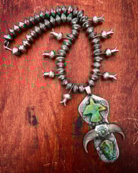 Image 1 of WL&A Black Bear Claw Thunderbird Squash Blossom Necklace - Length 24" - 395 Grams