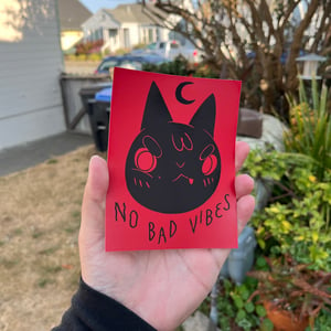 Image of No Bad Vibes Cat Sticker