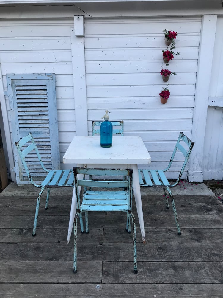 Image of Petite table Tolix carrée pieds compas