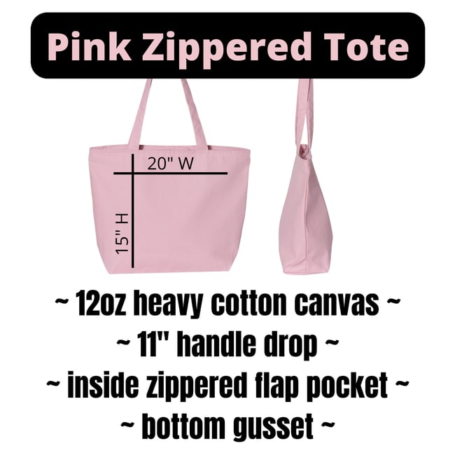 Heavy Canvas Zippered Tote Bag with Inside Pocket