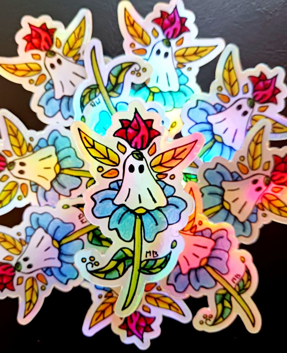 Image of SOLD OUT! Ghost Flower Holographic Vinyl Sticker