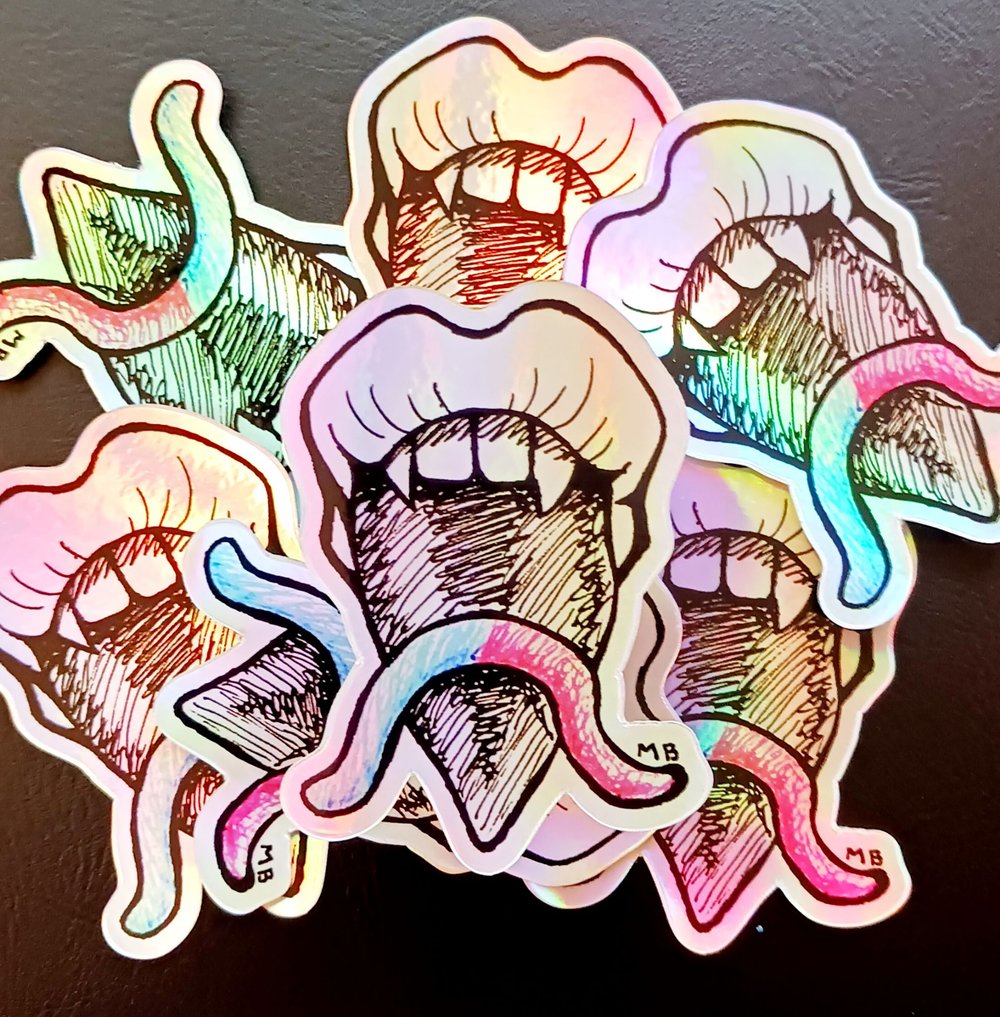 Image of SOLD OUT!!! Gummy Worms Vamp Holographic Vinyl Sticker