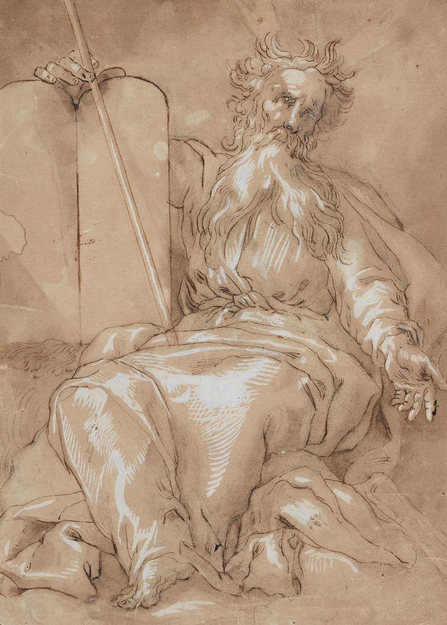 Image of Chiaroscuro drawing of Moses by Abraham Bloemaert