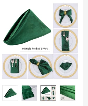 Image of Hunter Green table napkins  cloth 