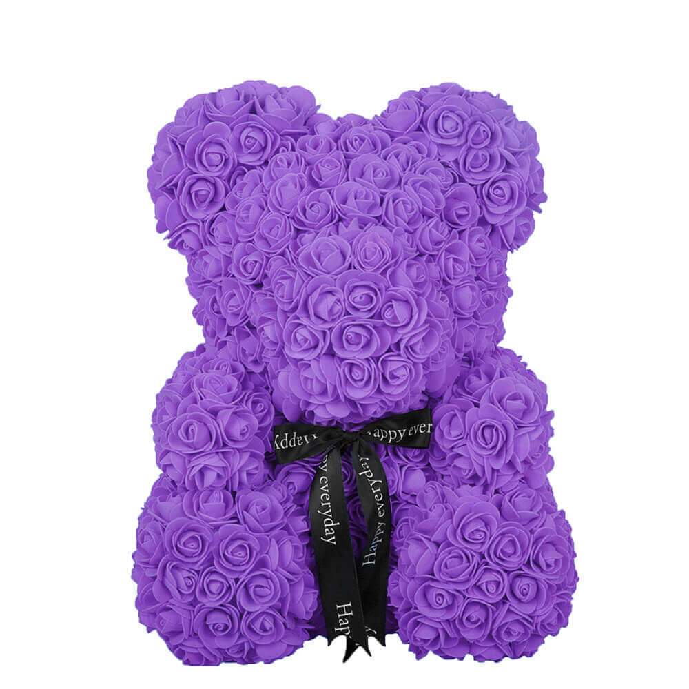 Artificial Flowers 25cm Rose Bear Purple Lovers Unit