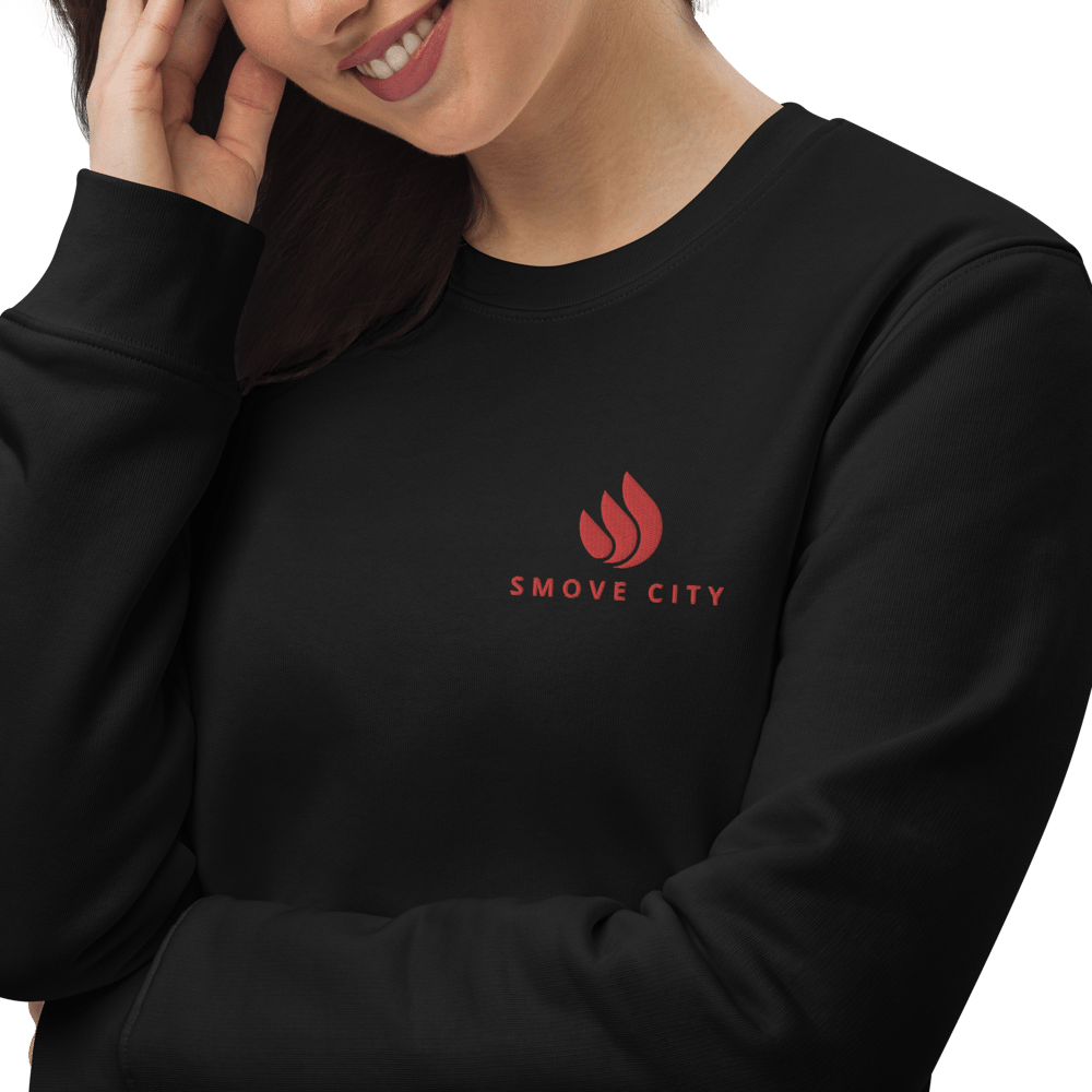 Image of ORGANIC Crew Neck  Unisex SMOVE.CITY Sweatshirt | with embroidered logo and text 