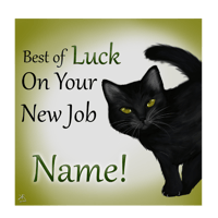 Image 2 of Lucky Black Cat - New Job - Greetings Card