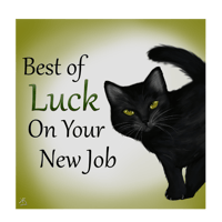 Image 1 of Lucky Black Cat - New Job - Greetings Card