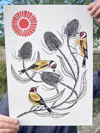 Image 2 of Goldfinches & Teasels A3 Riso Print