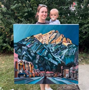 Painting: Sunrise on Cascade Mountain (Banff)