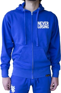 Image 1 of Stay Winning Never Losing Royal Blue/White Zip-Up Hoodie