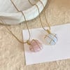 2022 Fashion Opal Heart Necklace Diamond Castle Necklace For Woman Girls Rose Quartz Barbie Necklace
