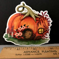 Image 2 of pumpkin fairy house vinyl sticker