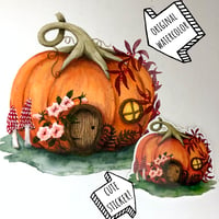 Image 3 of pumpkin fairy house vinyl sticker