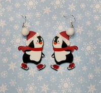 Chubby Ice Skater Penguin Earrings