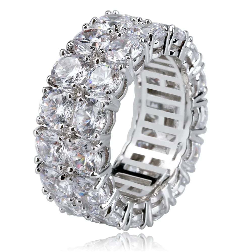 10MM WIDTH 925 STERLING SILVER/GOLD MOISSANITE TWO ROW RING | The Get ...