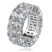 Image 1 of 10MM WIDTH 925 STERLING SILVER/GOLD MOISSANITE TWO ROW RING