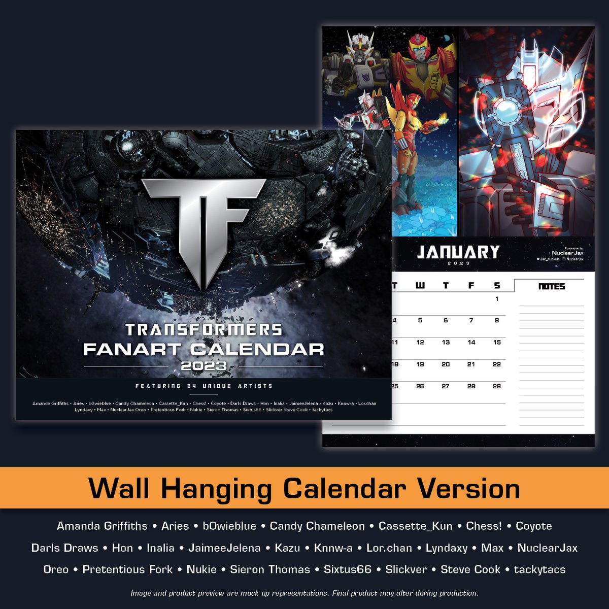 Transformers WALL VERSION 2023 Fanart Calendar Community Fan