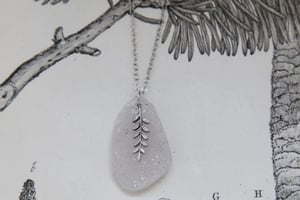 Image of *SALE* fern leaf & druse quartz necklace, 9ct white gold plate