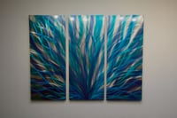 Image 1 of Metal Wall Art Home Decor- Radiance Blues 36x47- Abstract Contemporary Modern