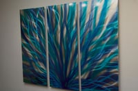 Image 3 of Metal Wall Art Home Decor- Radiance Blues 36x47- Abstract Contemporary Modern
