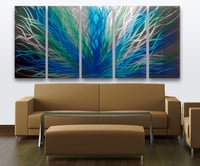 Image 2 of Radiance Blue Green - 36x79 - Metal Wall Art Contemporary Modern Decor