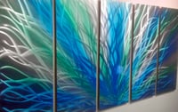 Image 3 of Radiance Blue Green - 36x79 - Metal Wall Art Contemporary Modern Decor