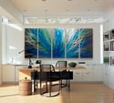 Radiance Blue Green - 36x79 - Metal Wall Art Contemporary Modern Decor