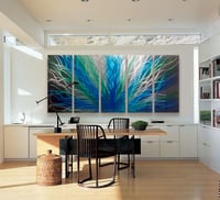 Image 4 of Radiance Blue Green - 36x79 - Metal Wall Art Contemporary Modern Decor