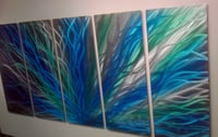 Image 5 of Radiance Blue Green - 36x79 - Metal Wall Art Contemporary Modern Decor