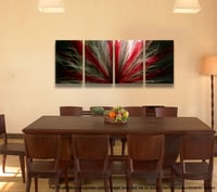Image 2 of Metal Wall Art Home Decor- Radiance in Red - Abstract Contemporary Modern Deco