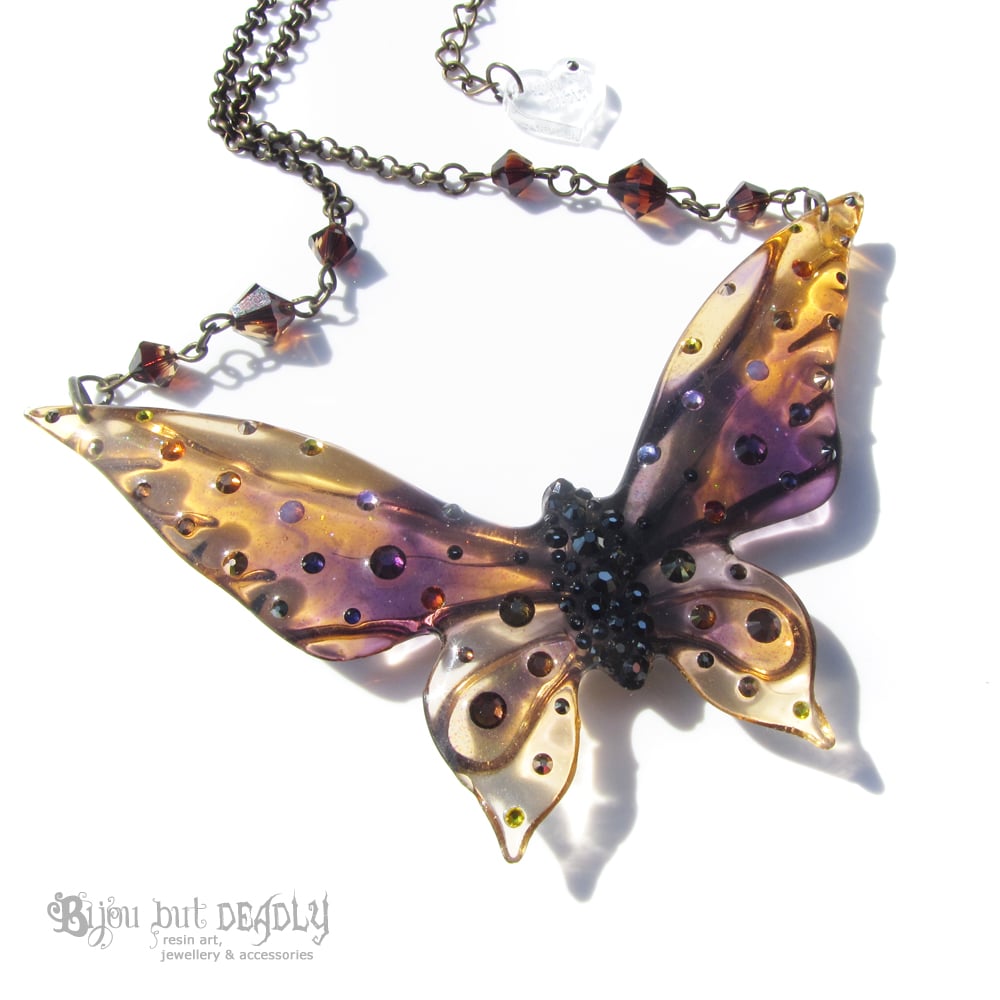 butterfly resin necklace