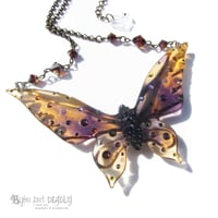 Image 1 of Autumnal Large Butterfly Resin Necklace *WAS £45 NOW £35*