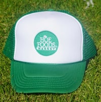 GREEN + WHITE HOE TRUCKER