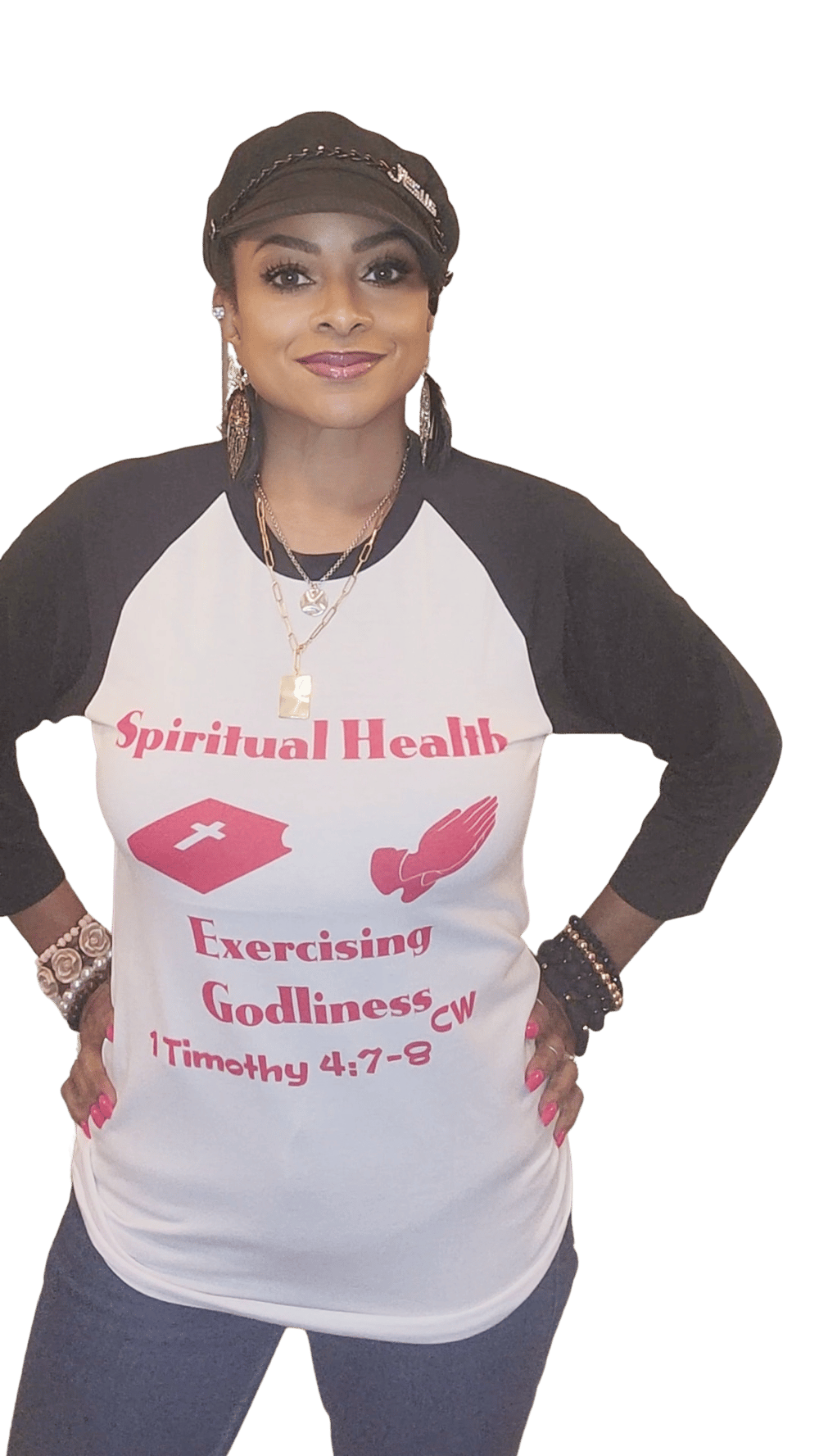 Women's Black and White Raglan (Spiritual Health)