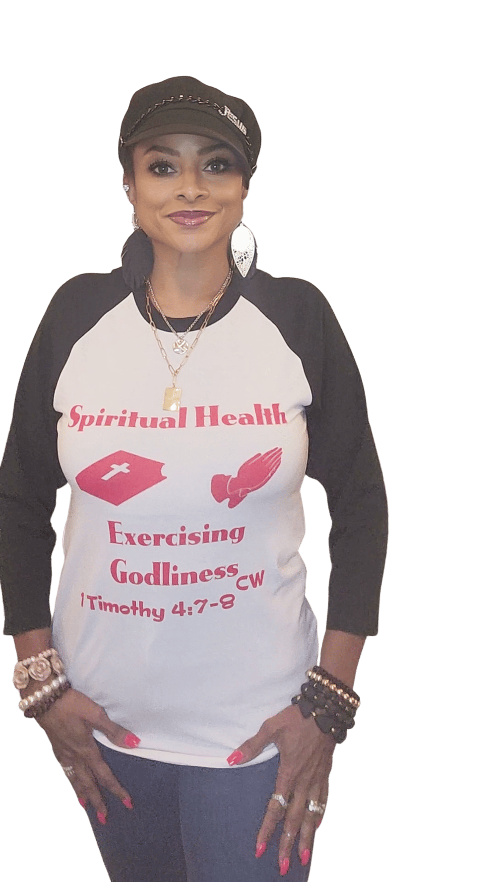 Women's Black and White Raglan (Spiritual Health)