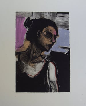 Image of Figure in profile_ Original Monoprint and pastel