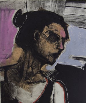 Image of Figure in profile_ Original Monoprint and pastel