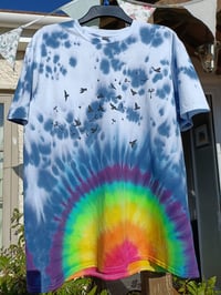 Image 1 of Men's rainbow skies with birds T