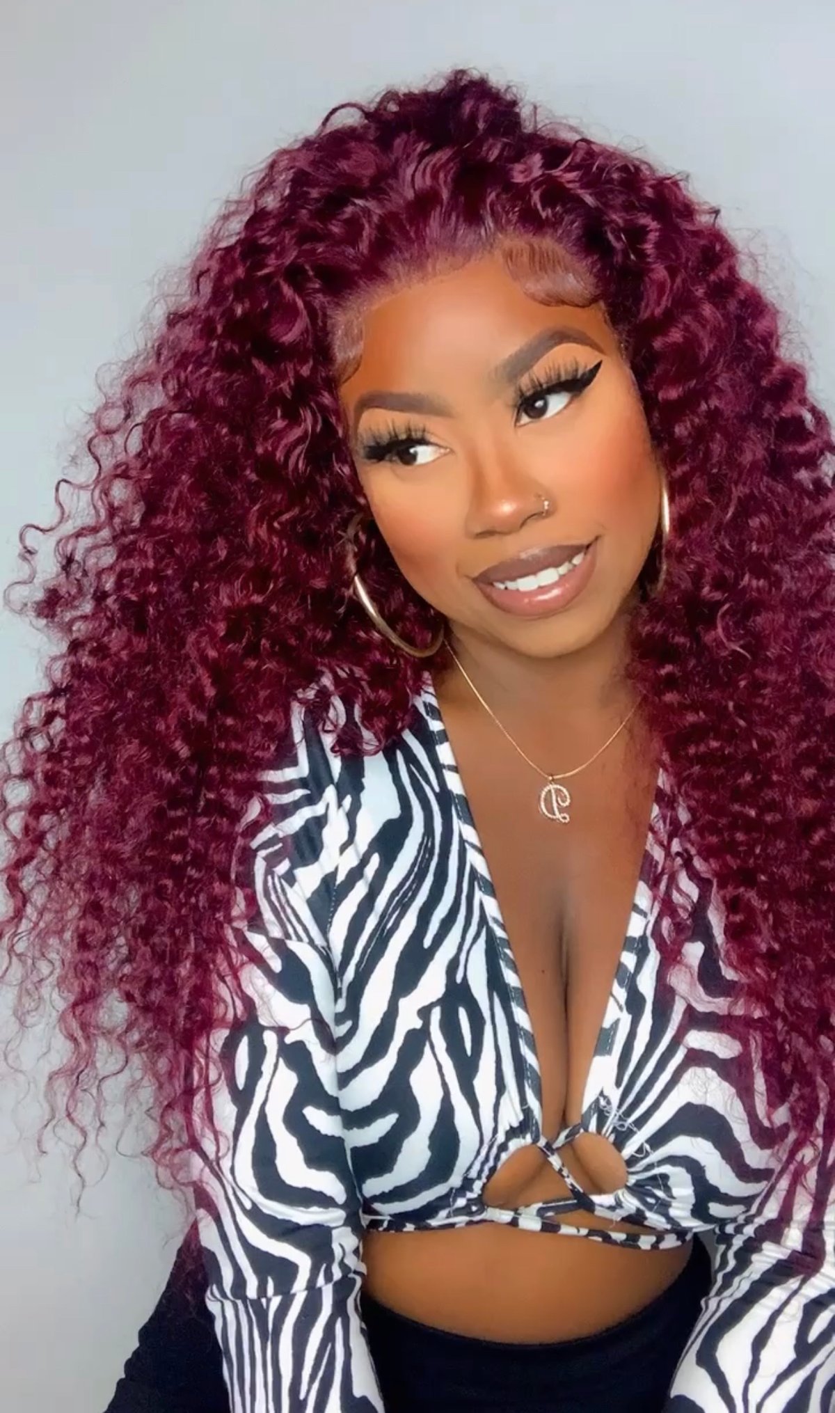 Image of 24” Burgundy Curly 13x4 Lace Front Unit 
