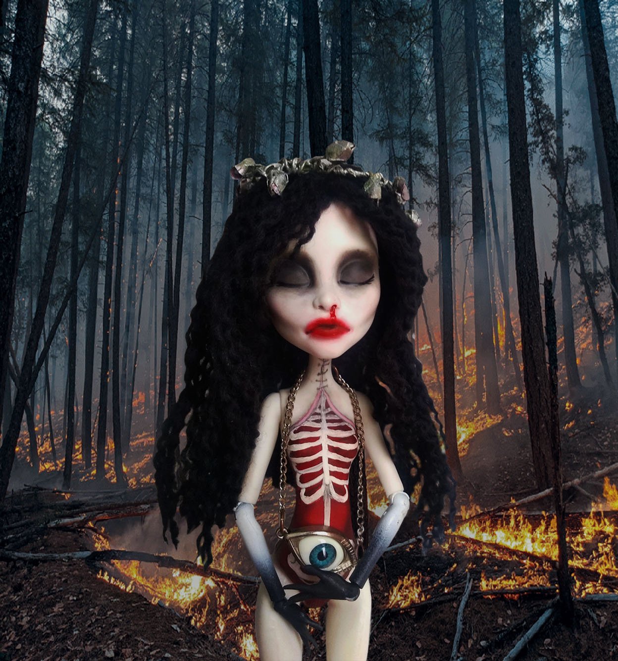 Death | gothic art doll inspired by mental health and loss - OOAK