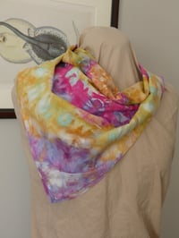 Image 3 of Floral Kaleidoscope - Ice Dyed Tie Dye bandana - Free Shipping