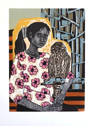 Image of 'Loving Nature'  Original Woodcut