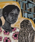 'Loving Nature'  Original Woodcut