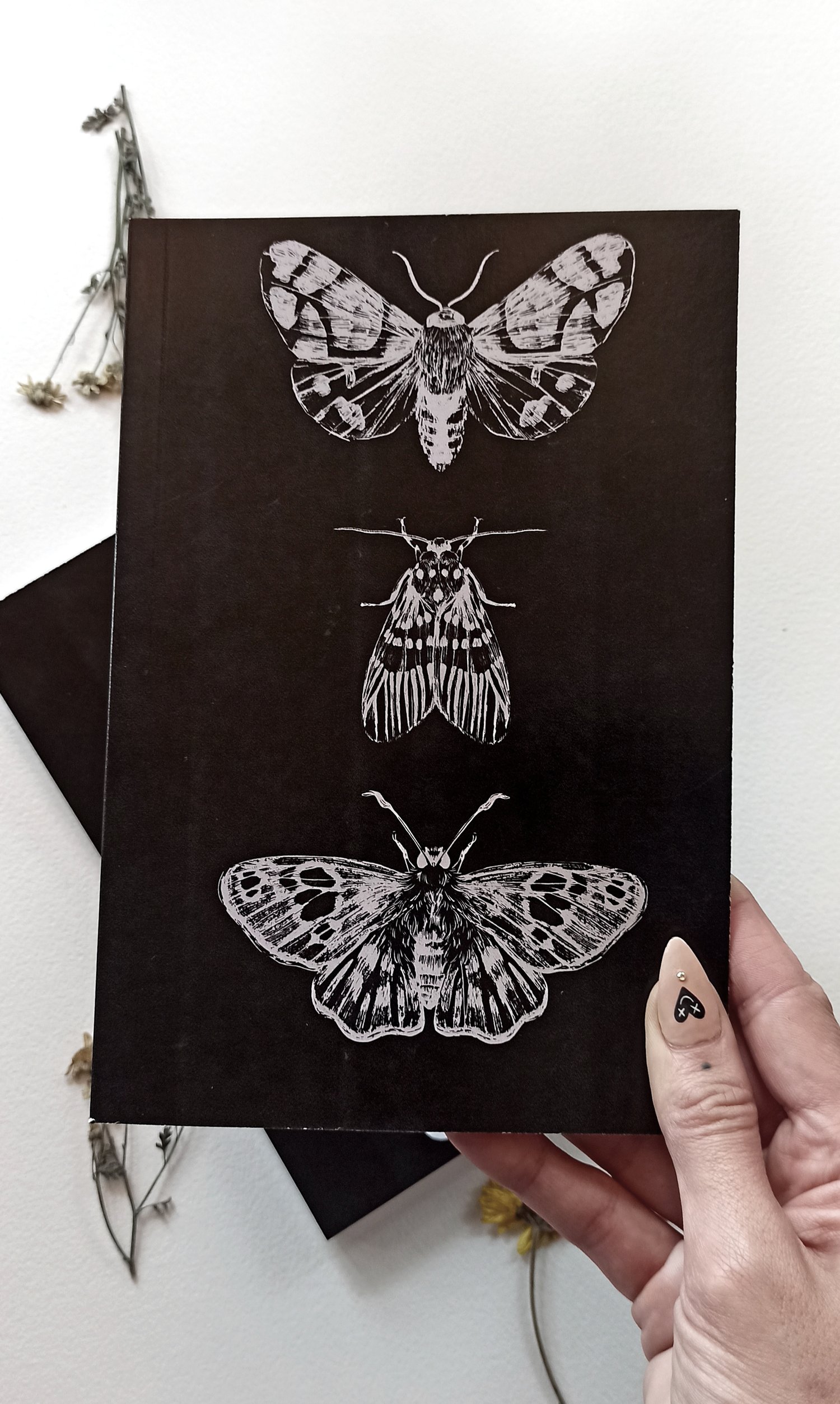 Image of Black Notebook with Moths
