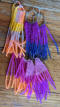Image 1 of fluorescent beaded earrings