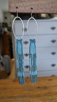 Image 2 of cool tone beaded earrings